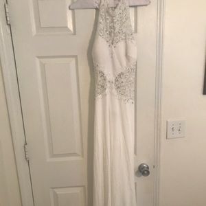 White gown prom girl